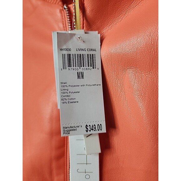 HOUSE OF HARLOW 1960 Jacket Womens Medium Vegan Leather NWT Coral Bomber $RV349 - Picture 6 of 11